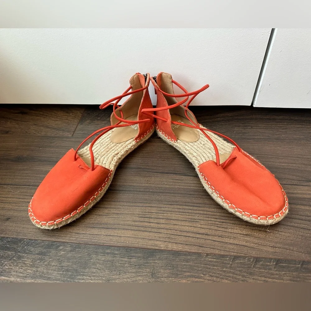 Eileen Fisher Leather Lace Up Espadrille Tangelo Sandal (Size 6)